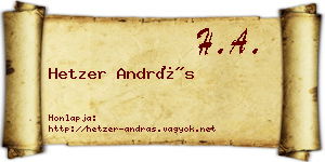 Hetzer András névjegykártya